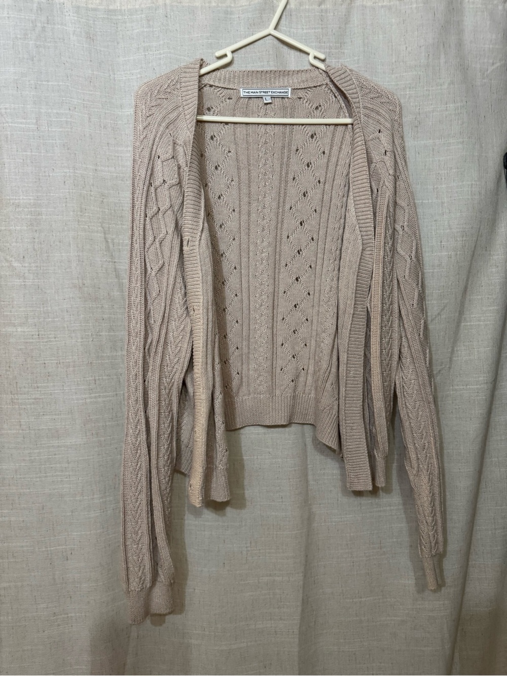 Light Beige Open-Front Cable Knit Cardigan - The White Company